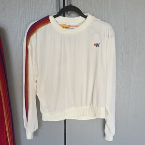 AVIATOR NATION--CLASSIC VELVET RELAXED SWEATSHIRT -  VINTAGE WHITE